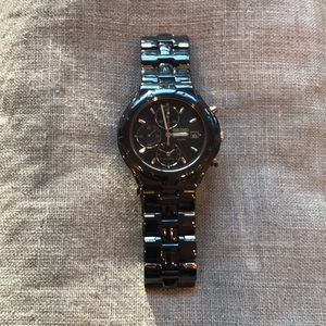 Seiko Chronograph mens watch, Blk metal wristband
